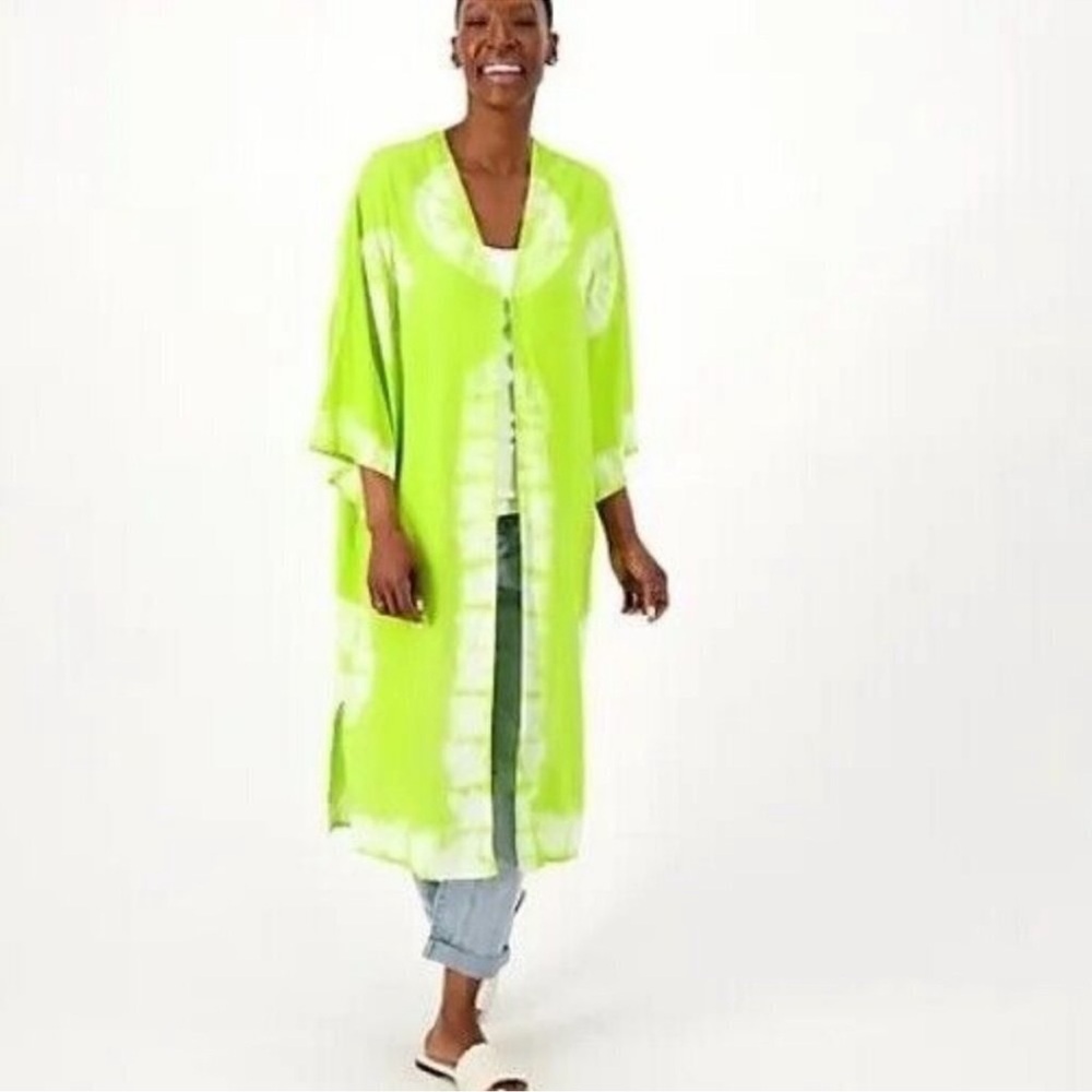LOGO by Lori Goldstein Beach to Street Tie Dye Kaftan / Beach Cover Up Size SM